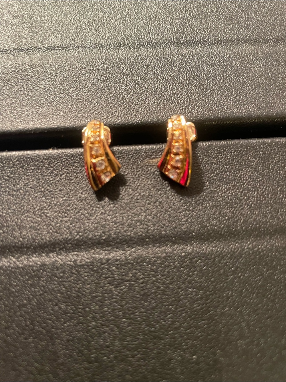 Avon Gold Tone Crystal Wave Clip-On Earrings